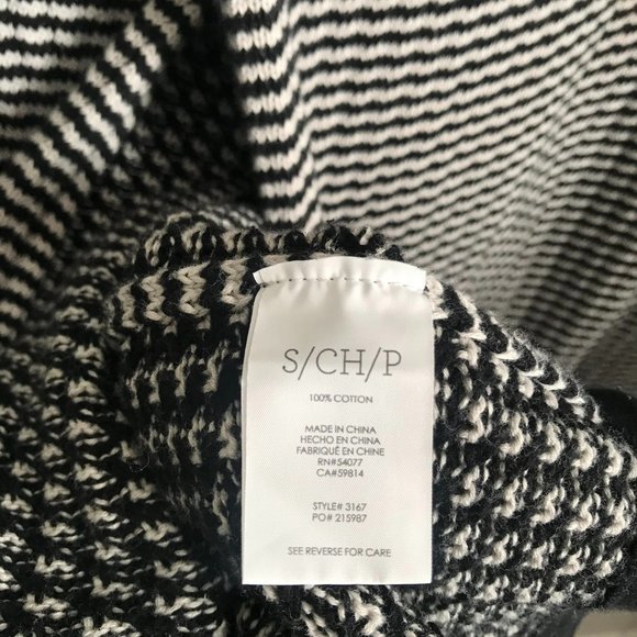 CAbi #3167 Fergie Draped Turtleneck Black White Chuky Knit Sweater - Picture 6 of 9